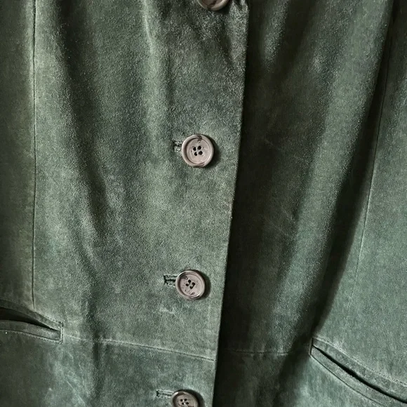 Dennis Basso Green 100% Leather Suede Jacket Sz L. - Picture 12 of 14